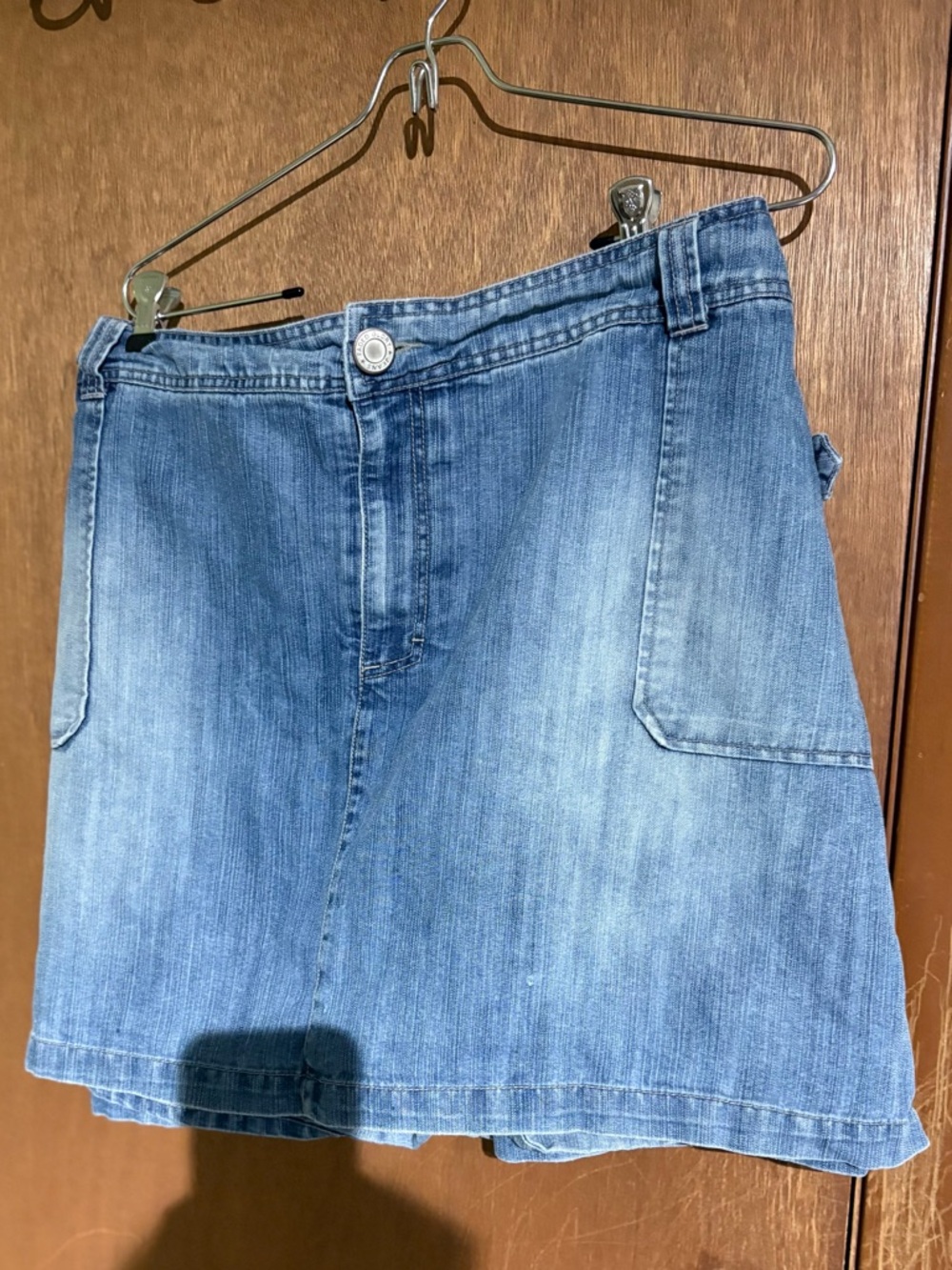 26W Faded Glory Blue Denim Waistband Detail Skort